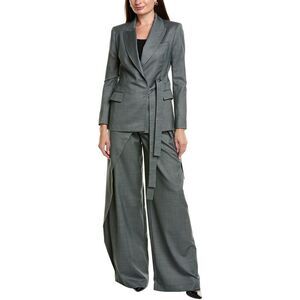 Bgl Womens 2Pc Wool Blazer & Pant Set, Grey
